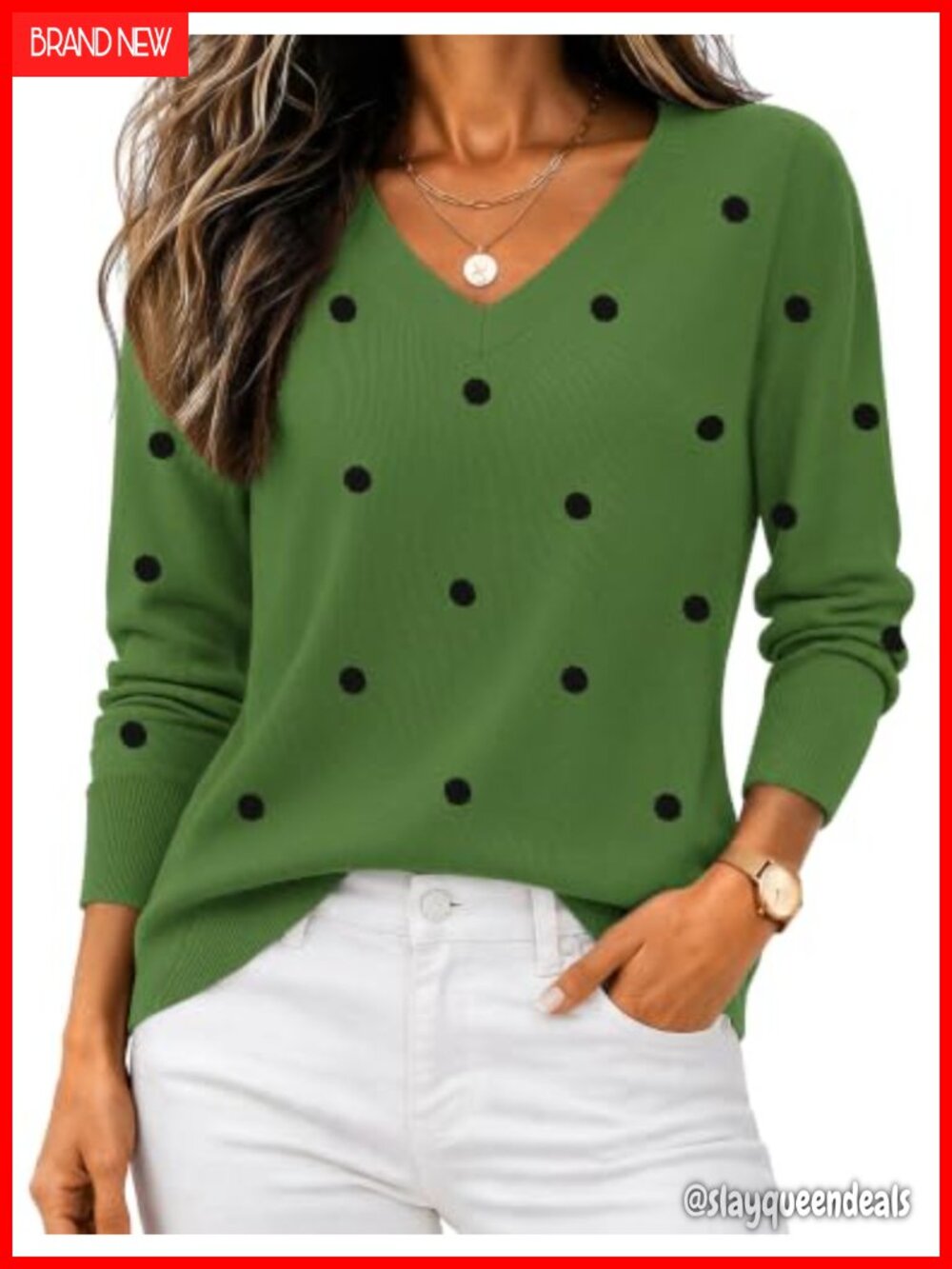 Women's V-Neck Ribbed Knit Pullover Sweater Long Sleeve